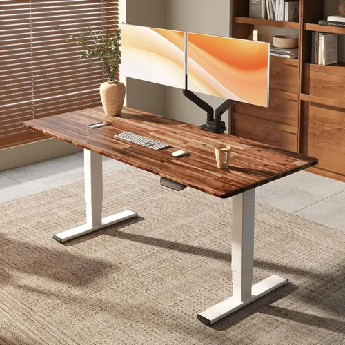 Vista 19 de FLEXISPOT E6 MAX Woodix - Escritorio de pie de madera maciza de acacia de 48 x 24 pulgadas, doble motor, resistente, capacidad de 330 libras
