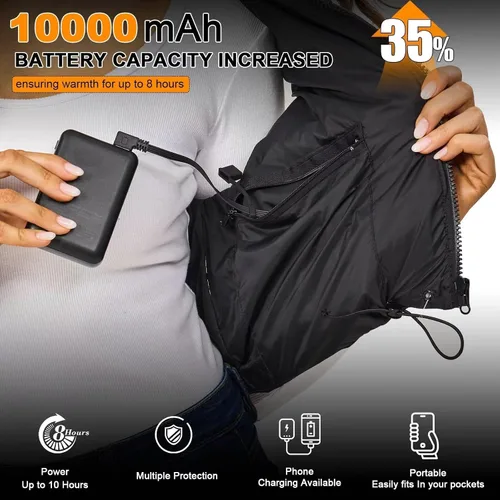 Vista 3 de Chaleco térmico para mujer, chaleco ligero de invierno sin mangas para mujer, chaleco de calefacción, 5 piezas de chaleco de calefacción, 3