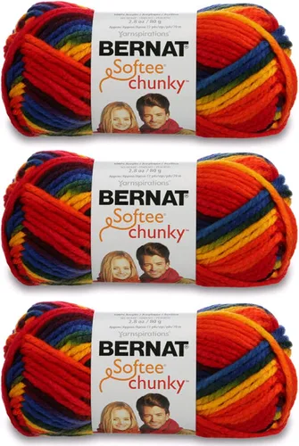 Vista 35 de Ovillo sólido Bernat Softee Chunky, Acrílico, Rojo Berry, Paquete de 1