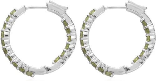 Vista 3 de Femme Luxe Pendientes de aro con piedras preciosas Inside-Out en plata, meses de piedra natal