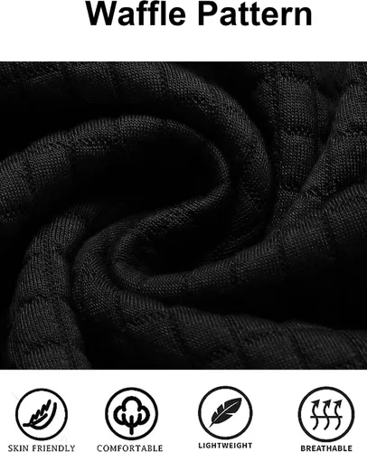 Vista 5 de COOFANDY - Sudadera con capucha para hombre, casual, de manga larga, con cordón ajustable y tejido de punto de gofre