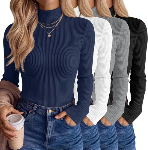 Vista 12 de Neer Paquete de 4 camisas de cuello alto para mujer