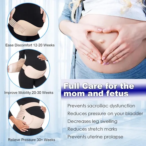 Vista 4 de ChongErfei Cinturón de maternidad para embarazo, banda de vientre 3 en 1, cinturón de apoyo de maternidad para dolor de espalda, pélvicocadera
