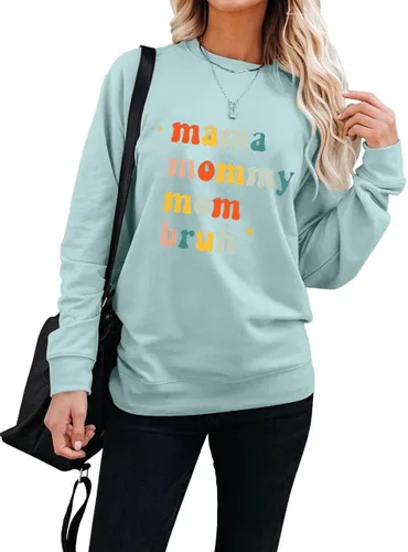 Vista 2 de Sudadera para mujer con cuello redondo para mamá mamá mamá mamá camiseta divertida de manga larga con cuello redondo