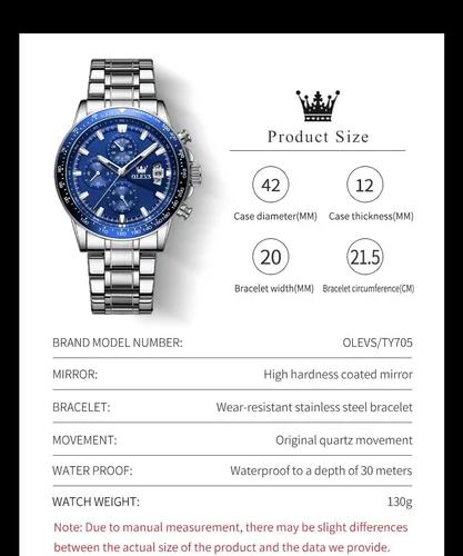 Vista 6 de OLEVS Watch for Men, Fashion Business Dress Mens Watches, Luminous Date Stainless Steel Waterproof Analog Two Tone Casual Quartz Wristwatch