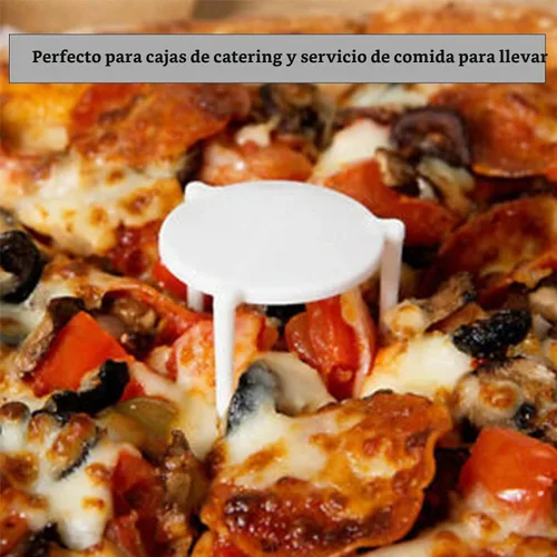 Vista 6 de Angel's Peel Lounge Caja de pizza/soporte para guardar pizza (paquete de 50) - Trípode de plástico blanco para contenedor de restaurante, cajas