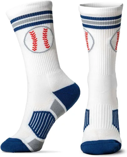 Vista 7 de ChalkTalkSPORTS Calcetines Crew de Rendimiento de Béisbol - Calcetines Boston - Jóvenes y Adultos - Calcetines de Béisbol a Media Pantorrilla