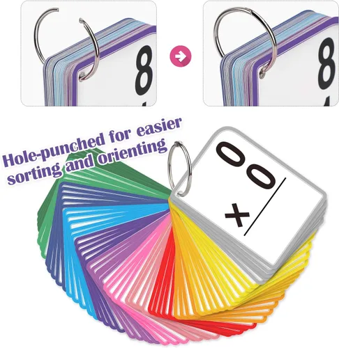 Vista 5 de Tarjetas flash de multiplicación para 3er grado – 175 tarjetas flash matemáticas – Times Table Flash Cards – Todos los hechos 0-12 codificados por
