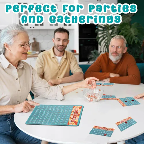 Vista 5 de Extguds Juego de bingo Tombola, Vintage Tombola italiano, lotería rusa con número 1-90 para lotería, para hasta 24 jugadores (azul)