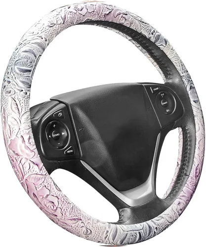 Vista 6 de Funda universal para volante de automóvil, 15 pulgadas, protector de cuero antideslizante, color negro