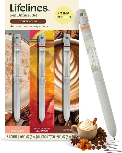 Vista 16 de Set de Difusor de Bolígrafo Lifelines, Escape Natural 3-Pack – Bolígrafos Esféricos Negros de 1mm con Mezclas de Aceites Esenciales Aromatizados