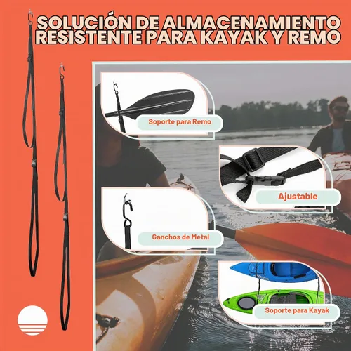 Vista 3 de Kayak Rack -Capacity Wall or Ceiling Storage Straps for Surfboards, Paddleboards, SUP, or Canoe - Adjustable Kayak Hanger by RAD Sportz