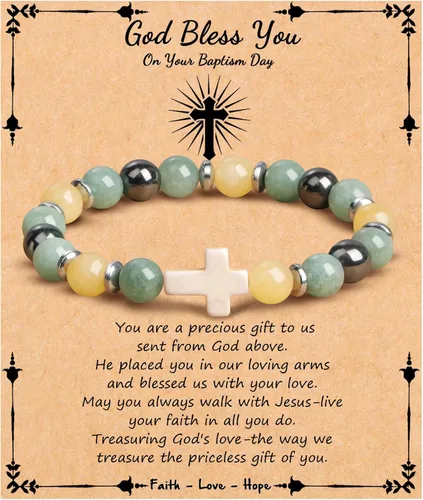 Vista 14 de Pulsera cruz JoycuFF para mujer, regalos de fe cristiana para mujer, joyería católica religiosa de Pascua, joyería cristiana, pulseras con cuentas