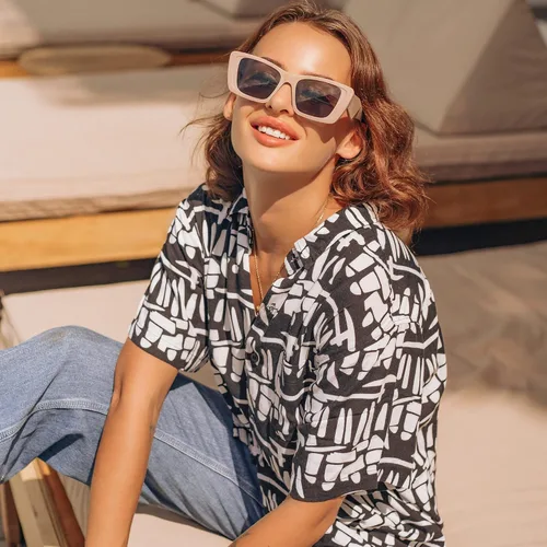 Vista 2 de Allarallvr Cat Eye Sunglasses for Women Men Retro Trendy Frame Square Shades AR82101