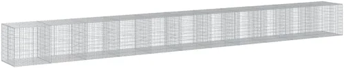 Vista 25 de vidaXL Cesta de gavión con tapa, 39.4 x 19.7 x 39.4 pulgadas, hierro galvanizado rectangular, resistente a la intemperie, montaje sin herramientas