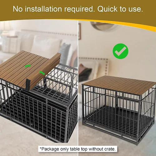 Vista 4 de Cubierta para Jaula de Perro de 48 Pulgadas con Imanes para Jaula - Cubierta Plegable de Aluminio para Perrera Decorativa Mesa de Almacenamiento Nuez
