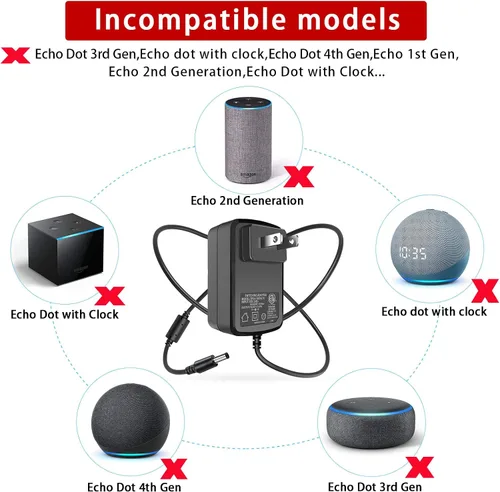 Vista 3 de Cable adaptador de corriente de 30 W para Amazon Alexa Echo (4.ª generación), Echo (3ª generación), Echo Show 15, Echo Show 10 (3ª generación), Echo