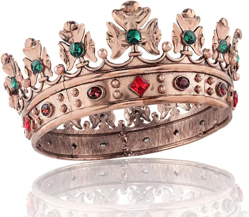 Vista 10 de Corona real barroca para hombre, corona de pelo de príncipe de metal, círculo completo, accesorios para el cabello para fiesta de cumpleaños