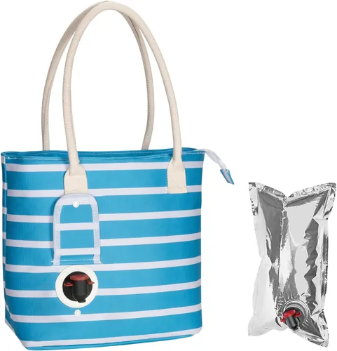 Vista 10 de Tirrinia Bolsa de vino, enfriador de playa para regalo de viaje, bolsa de viaje con boquilla para picnic, BYOB, fiesta, cena, piscina