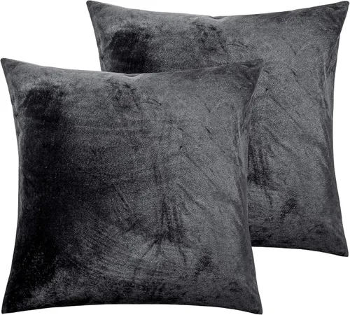 Vista 27 de NTBAY Fundas de almohada de terciopelo con cremallera, paquete de 2 fundas de almohada de viaje de franela de lujo, 13 x 18 pulgadas, color negro
