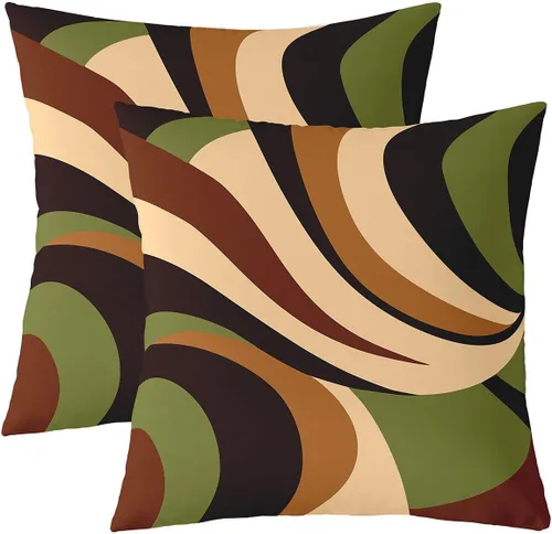Vista 7 de Juego de 2 fundas de almohada abstractas de 16 x 16 pulgadas para niños, niñas, adolescentes, decoración de dormitorio, moderna a rayas, decoración