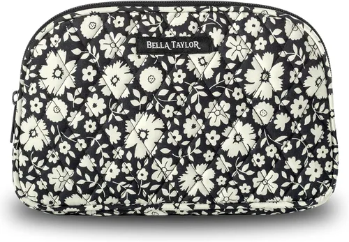 Vista 7 de Bella Taylor Bolsa de maquillaje de algodón acolchada grande para mujeres, bolsa de cosméticos de viaje