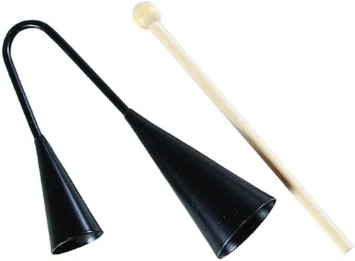 Vista 6 de Agogo Bell - Instrumento de percusión tradicional de samba de dos tonos con palo de madera para niños pequeños