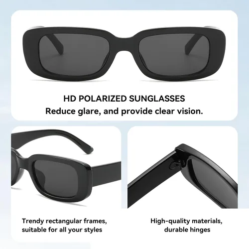 Vista 3 de Dollger Lentes de sol rectangulares para mujeres y hombres, de moda, retro, a la moda, protección UV 400, cuadrado Fram