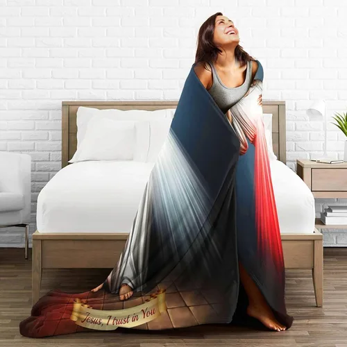 Vista 6 de Manta de regalo católico de Jesús, manta ultrasuave de microforro polar divina misericordia, regalos religiosos cristianos para mujeres, manta
