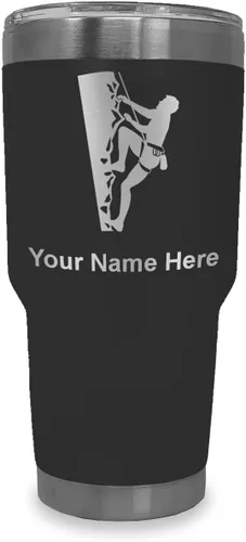 Vista 30 de LaserGram 20oz Vacuum Insulated Tumbler Mug, Rock Climber, Personalized Engraving Included (Coral)
