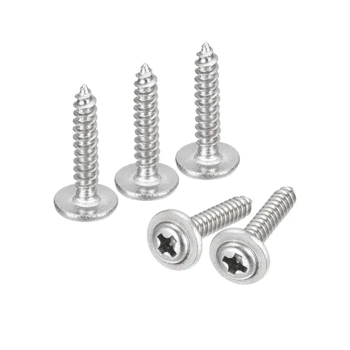 Vista 12 de uxcell ST3x6mm Phillips Pan Head Tornillo Autorroscante con Arandela, 100 piezas - Tornillo de madera de acero inoxidable 304 rosca completa (plata)