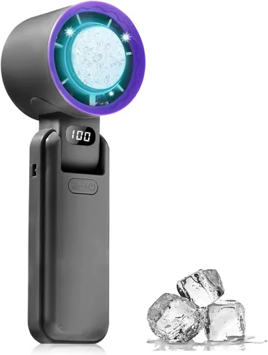 Vista 9 de Ventilador portátil de mano con enfriador de hielo turbo, ventilador de mano recargable, 100 velocidades, batería de 20 horas de duración de 3600