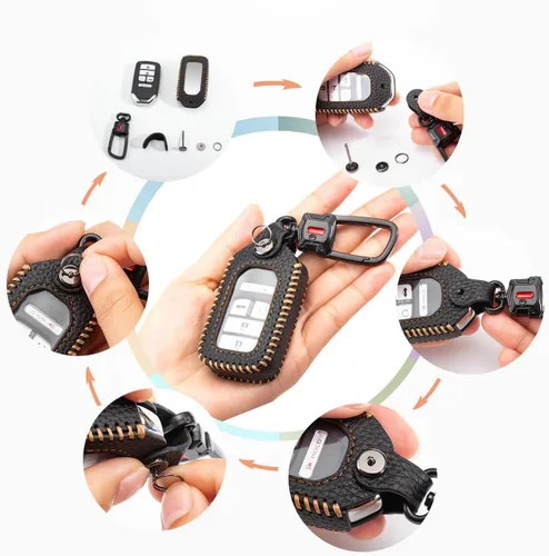 Vista 7 de Funda para Llavero de Mazda Estuche de Cuero para Llave de Carro Compatible con Mazda 3 6 5 2 CX5 CX9 2009-2019 Protector de llavero de coche
