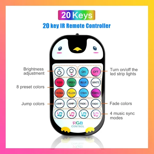 Vista 3 de TJOY - Tira de luces LED con Bluetooth de 100 pies para niños, luces que cambian de color para dormitorio, iluminación de cinta RGB