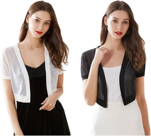 Vista 7 de Malarocoby Chaqueta de gasa para mujer chal de vestir tipo bolero