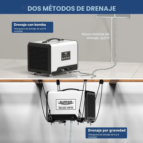Vista 3 de ALORAIR Deshumidificador de espacio de arrastre de 70 pintas con bomba y manguera de drenaje, sótano compacto y deshumidificador comercial