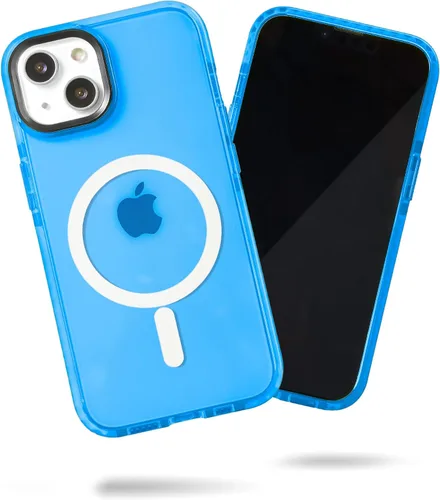 Vista 124 de SteepLab Funda de barrera para iPhone 13, protección de 360 grados que absorbe impactos con bisel elevado y colores llamativos (cielo azul brillante)