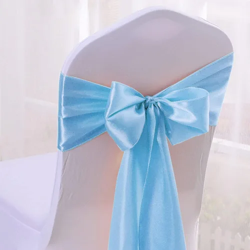 Vista 6 de Paquete de 12 caminos de mesa de satén de 12 x 108 pulgadas, color azul bebé, camino de mesa largo de satén para bodas, banquetes, graduaciones