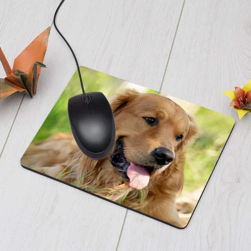 Vista 3 de Alfombrilla de mouse para juegos de perros, con tema Golden Retriever, alfombrilla de mouse para computadora, escritorio, laptop, oficina, 9.5 x 7.9