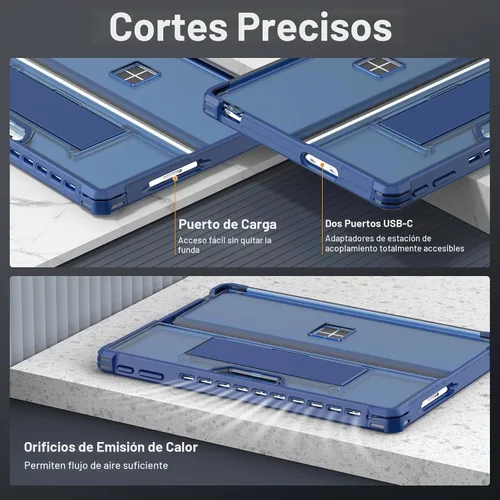 Vista 5 de MoKo Funda para Microsoft Surface Pro 12th 2026, Surface Pro 11/10/9 de 13 Azul