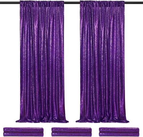 Vista 28 de 2 cortinas de 2 x 8 pies de lentejuelas con brillantina para marco de fotografía, para fiestas o fondos de fotografía