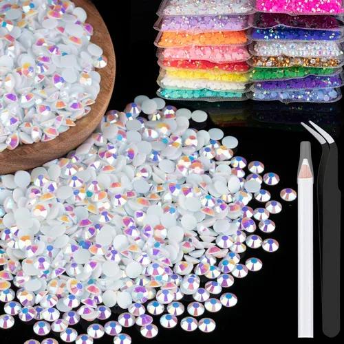 Vista 39 de 5000 piezas de 2mm de strass de resina a granel, strass de gel negros con parte posterior plana y redonda para embellecer sin termoadhesión, gemas