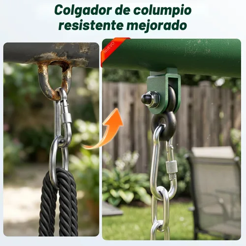 Vista 2 de Hapfan Juego de columpios de 7.5 pies de altura para patio trasero, juego de columpio resistente de 500 libras para niños y adultos con columpio