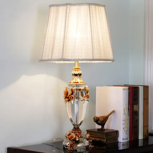 Vista 5 de Lámpara de mesa de noche, lámpara de mesa de cristal, decoración de color esmaltado, lámpara de noche, moderna, creativa, cálida y romántica, sala