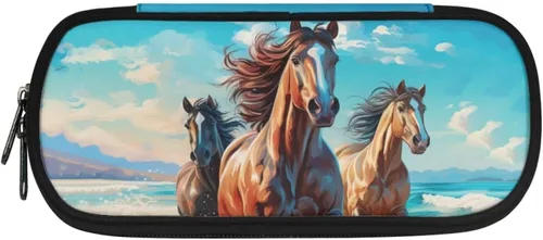 Vista 28 de DISNIMO Estuche organizador de lápices de caballo negro de gran capacidad para niñas, adultos, mujeres, axolotl con cremallera, estuche estético