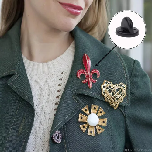 Vista 4 de 50 piezas de pines de goma de PVC, parte trasera de seguridad para broche de corbata, sombrero, insignia, parte trasera de pasador de solapa de goma