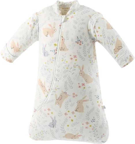 Vista 6 de Saco de dormir orgánico para bebé, manta de manga desmontable, grosor moderado, (32-68℉)
