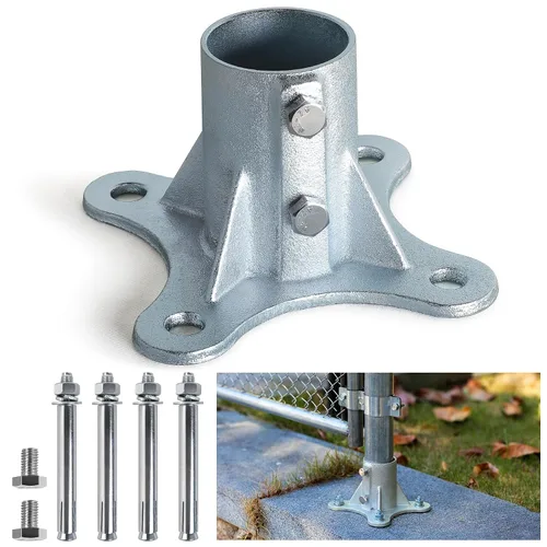 Vista 8 de 2Pack 2"(Actual: 1 7/8" DE) Soporte de base de poste de valla de eslabones de cadena con brida galvanizada