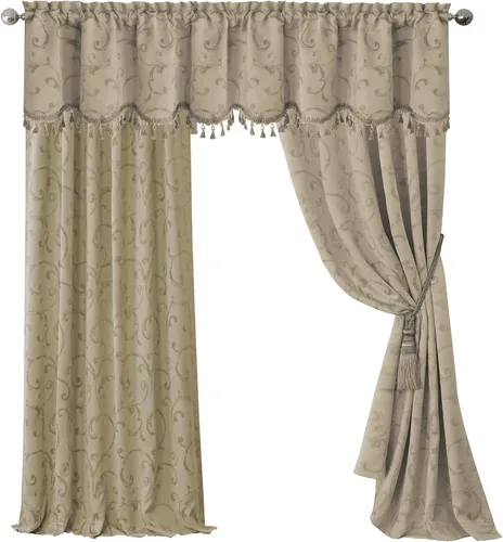 Vista 7 de Elrene Home Fashions Cenefa Opaca Jacquard Scroll Mia, 52" x 19" (1 Cenefa), Dorado