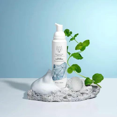 Vista 7 de Snow Fox Skin Care Limpiador de espuma refrescante, lavado facial sin SLS con aloe vera orgánico y agua de menta, fórmula suave, no seca para pieles